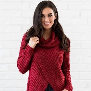 Red Cowl Neck Comfort Sweater, S/M (item #404701)